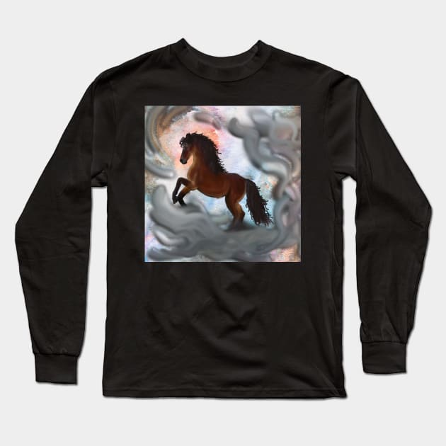 Horse Custom Graphic Design Gifts, Horse Stormy Cloud Art for Horse Lovers Long Sleeve T-Shirt by tamdevo1